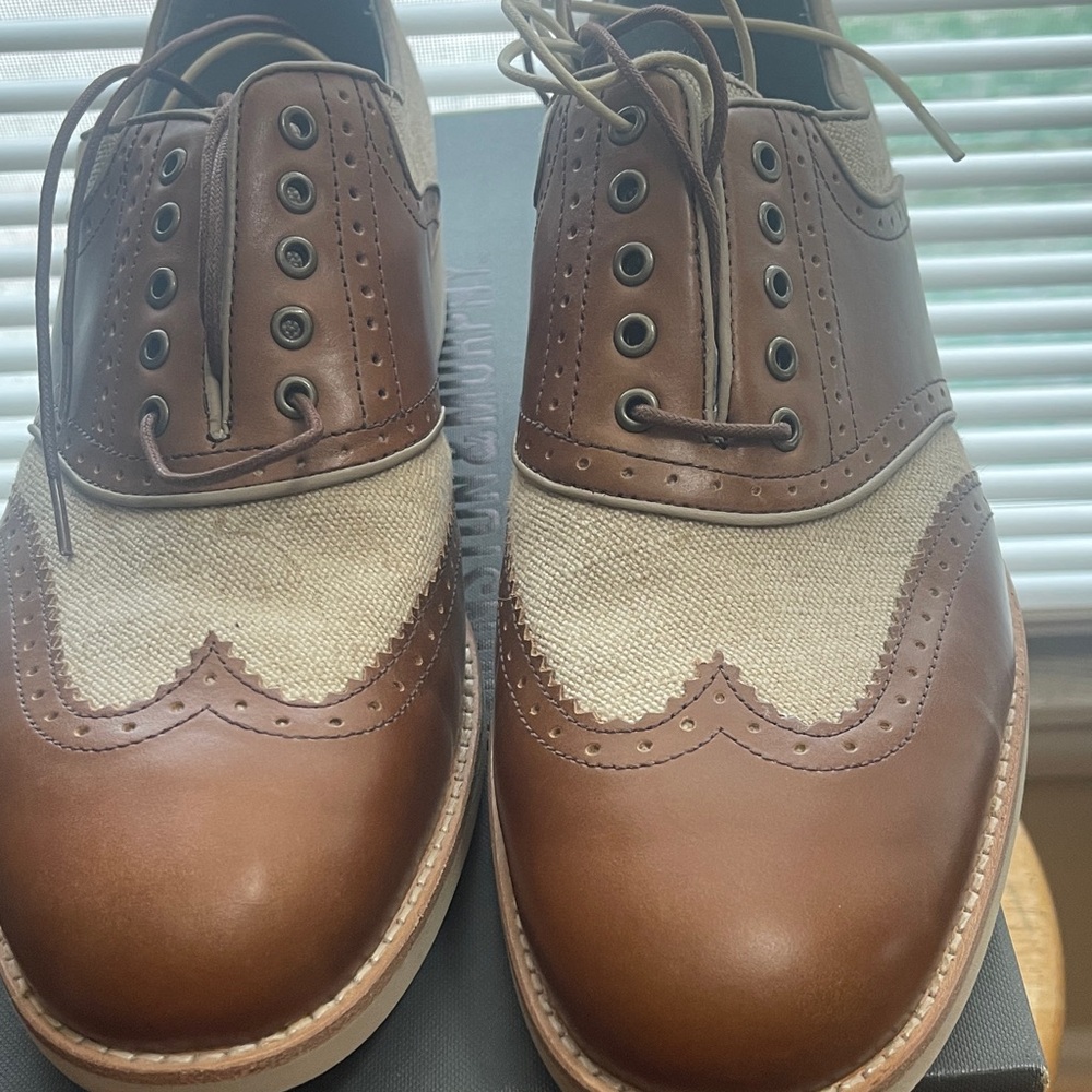 Johnston & Murphy Brown and Cream Two-Tone Wingtip Oxfords
